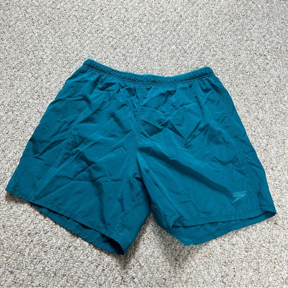 Speedo Other - Speedo Vintage Board Shorts Mens Large 90s Teal Blue Embroidered Pockets